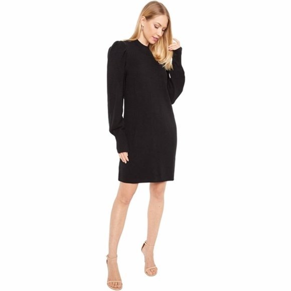 NEW WAYF Lola Puff Sleeve Sweater Dress Black XS - Picture 1 of 4